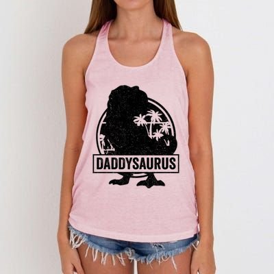 Daddy Saurus T Rex Dinosaur Daddysaurus Family Matching Cute Gift Women's Knotted Racerback Tank