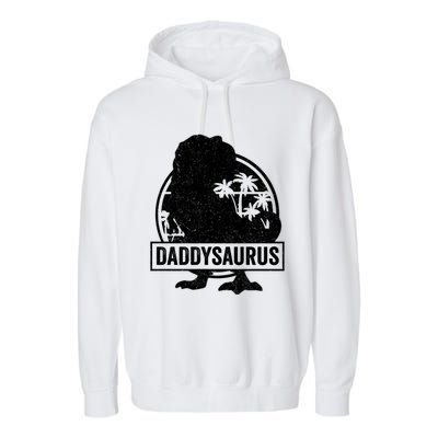 Daddy Saurus T Rex Dinosaur Daddysaurus Family Matching Cute Gift Garment-Dyed Fleece Hoodie