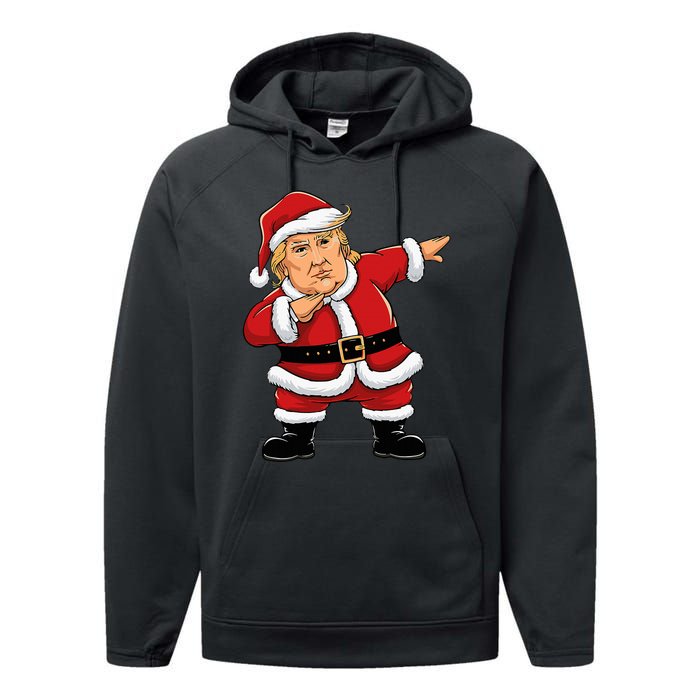 Dabbing Santa Trump Xmas Lights Christmas Performance Fleece Hoodie