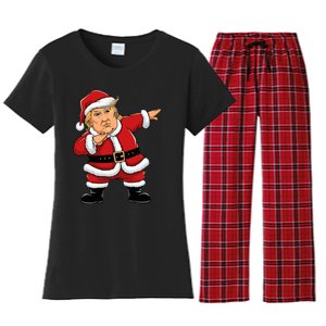 Dabbing Santa Trump Xmas Lights Christmas Women's Flannel Pajama Set