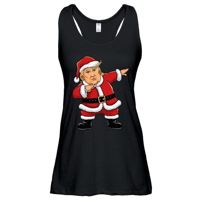 Dabbing Santa Trump Xmas Lights Christmas Ladies Essential Flowy Tank