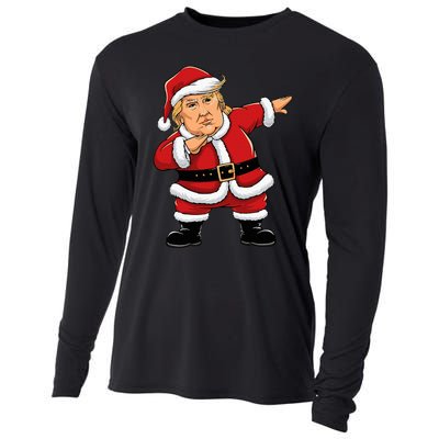 Dabbing Santa Trump Xmas Lights Christmas Cooling Performance Long Sleeve Crew