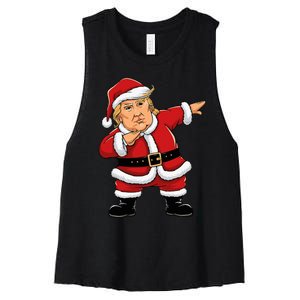 Dabbing Santa Trump Xmas Lights Christmas Women's Racerback Cropped Tank