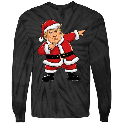 Dabbing Santa Trump Xmas Lights Christmas Tie-Dye Long Sleeve Shirt