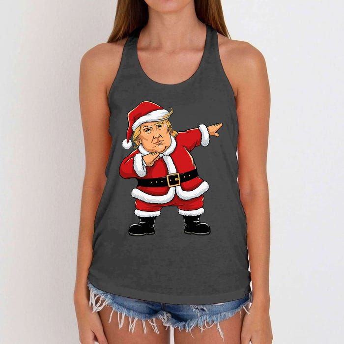 Dabbing Santa Trump Xmas Lights Christmas Women's Knotted Racerback Tank