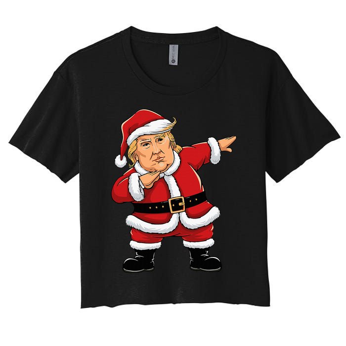 Dabbing Santa Trump Xmas Lights Christmas Women's Crop Top Tee