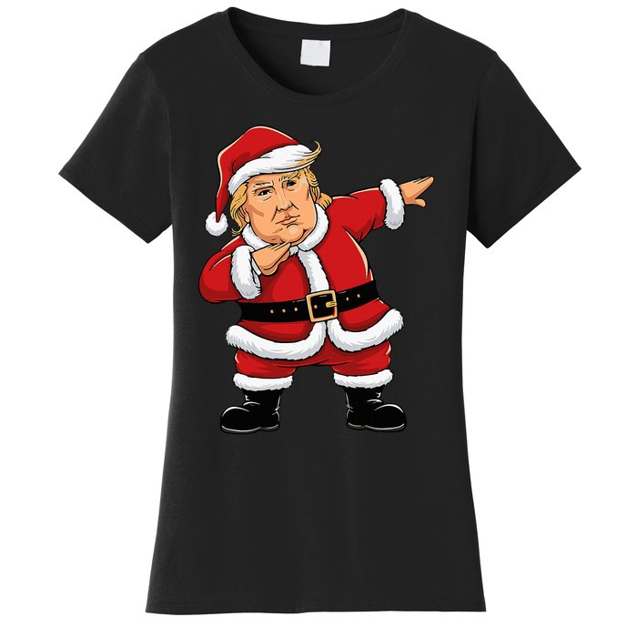 Dabbing Santa Trump Xmas Lights Christmas Women's T-Shirt