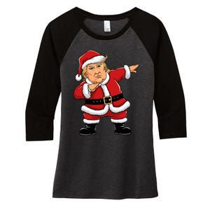 Dabbing Santa Trump Xmas Lights Christmas Women's Tri-Blend 3/4-Sleeve Raglan Shirt