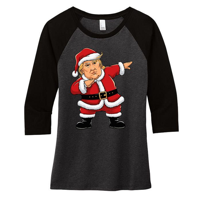 Dabbing Santa Trump Xmas Lights Christmas Women's Tri-Blend 3/4-Sleeve Raglan Shirt