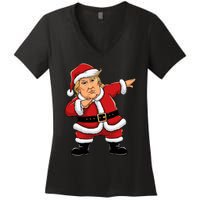 Dabbing Santa Trump Xmas Lights Christmas Women's V-Neck T-Shirt