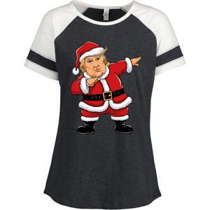 Dabbing Santa Trump Xmas Lights Christmas Enza Ladies Jersey Colorblock Tee