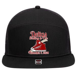 Deltas Strolling To Vote November 5 2024 Chucks And Pearls 7 Panel Mesh Trucker Snapback Hat