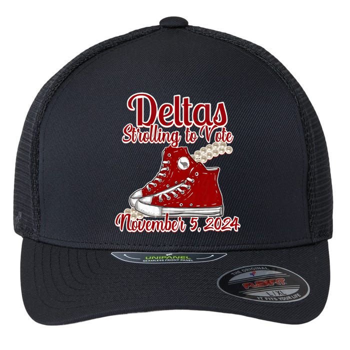 Deltas Strolling To Vote November 5 2024 Chucks And Pearls Flexfit Unipanel Trucker Cap