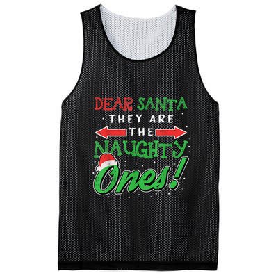 Dear Santa They Are The Naughty Ones Funny Christmas Gifts Mesh Reversible Basketball Jersey Tank