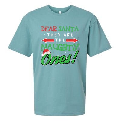 Dear Santa They Are The Naughty Ones Funny Christmas Gifts Sueded Cloud Jersey T-Shirt