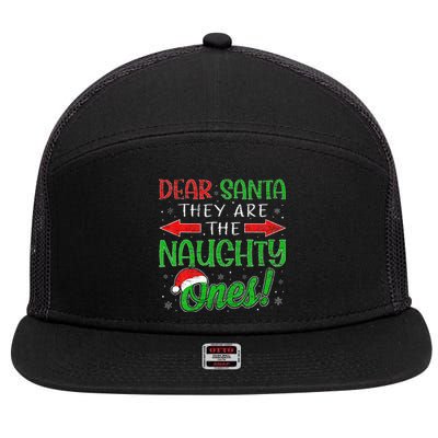 Dear Santa They Are The Naughty Ones Funny Christmas Gifts 7 Panel Mesh Trucker Snapback Hat