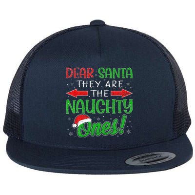 Dear Santa They Are The Naughty Ones Funny Christmas Gifts Flat Bill Trucker Hat