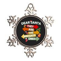 Dear Santa They Are The Naughty Ones Metallic Star Ornament