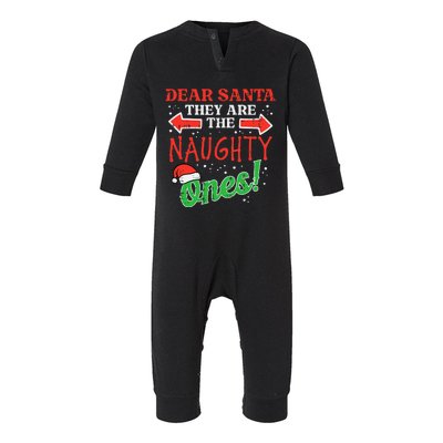 Dear Santa They Naughty Ones Christmas Xmas Infant Fleece One Piece