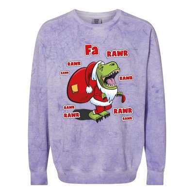 Dinosaur Santasaurus T Rex Christmas Fa La Rawr Rawr Dino Funny Gift Colorblast Crewneck Sweatshirt