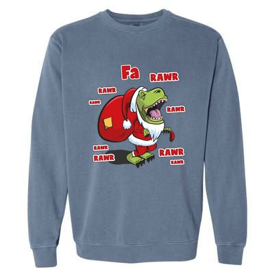 Dinosaur Santasaurus T Rex Christmas Fa La Rawr Rawr Dino Funny Gift Garment-Dyed Sweatshirt