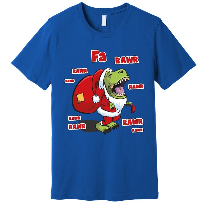 Dinosaur Santasaurus T Rex Christmas Fa La Rawr Rawr Dino Funny Gift Premium T-Shirt