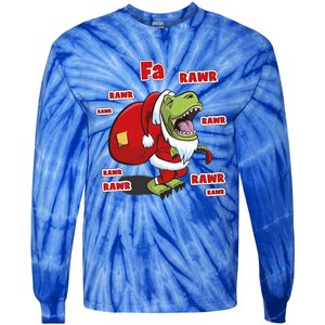 Dinosaur Santasaurus T Rex Christmas Fa La Rawr Rawr Dino Funny Gift Tie-Dye Long Sleeve Shirt