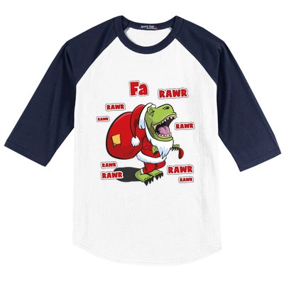 Dinosaur Santasaurus T Rex Christmas Fa La Rawr Rawr Dino Funny Gift Baseball Sleeve Shirt