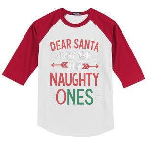 Dear Santa They Are The Naughty Ones Funny Christmas Kids Colorblock Raglan Jersey