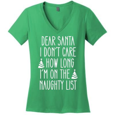 Dear Santa The Naughty List Was So Worth It Offensive Christmas Women's V-Neck T-Shirt