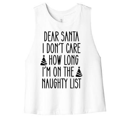 Dear Santa The Naughty List Was So Worth It Offensive Christmas Women's Racerback Cropped Tank