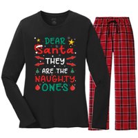 Dear Santa They Are The Naughty Ones Christmas Women's Long Sleeve Flannel Pajama Set 