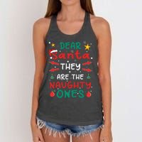 Dear Santa They Are The Naughty Ones Christmas Women's Knotted Racerback Tank