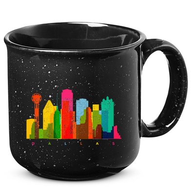 Dallas Skyline Texas Colorful Vintage Dallas 15oz Campfire Ceramic Mug