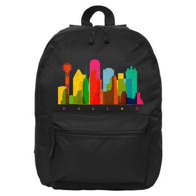 Dallas Skyline Texas Colorful Vintage Dallas 16 in Basic Backpack