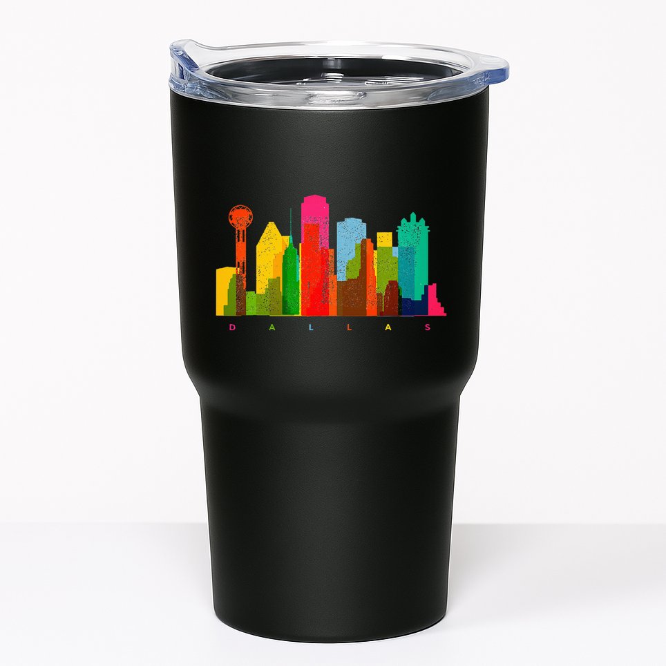 Dallas Skyline Texas Colorful Vintage Dallas Tumbler