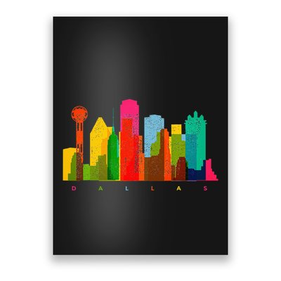 Dallas Skyline Texas Colorful Vintage Dallas Poster