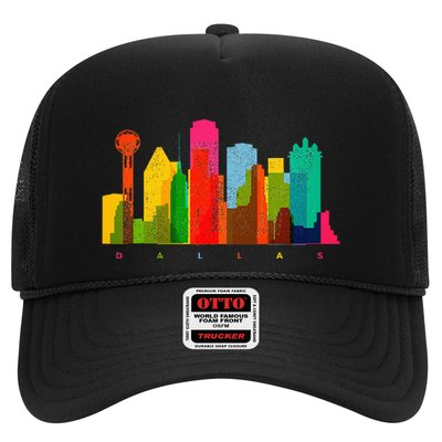 Dallas Skyline Texas Colorful Vintage Dallas Trucker Hat