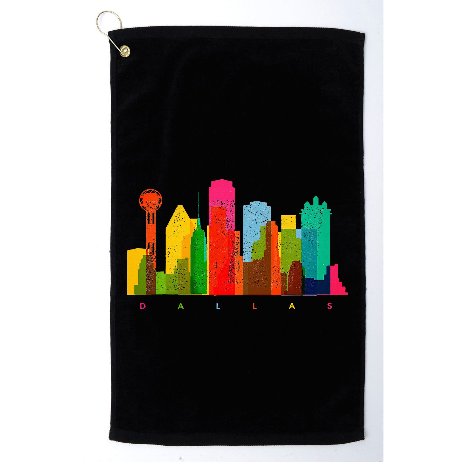 Dallas Skyline Texas Colorful Vintage Dallas Golf Towel