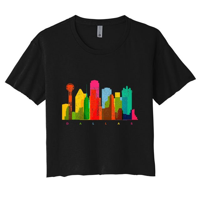 Dallas Skyline Texas Colorful Vintage Dallas Crop Top