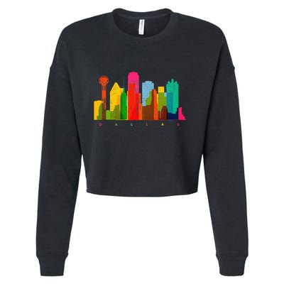 Dallas Skyline Texas Colorful Vintage Dallas Cropped Pullover Crew
