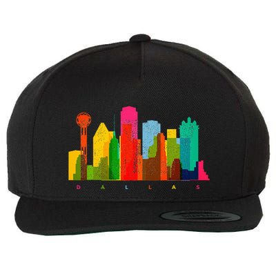 Dallas Skyline Texas Colorful Vintage Dallas Wool Snapback Cap