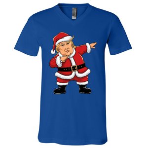 Dabbing Santa Trump Xmas Lights Christmas V-Neck T-Shirt