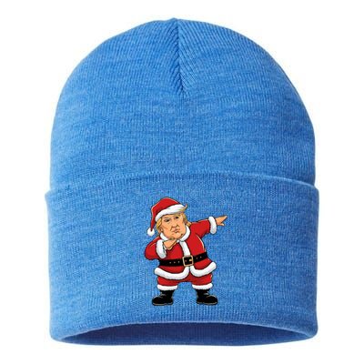 Dabbing Santa Trump Xmas Lights Christmas Sustainable Knit Beanie