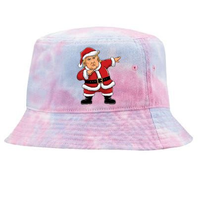 Dabbing Santa Trump Xmas Lights Christmas Tie-Dyed Bucket Hat