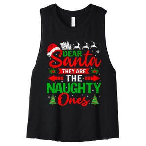 Dear Santa They Are The Naughty Ones Christmas Family Funny Women's Racerback Cropped Tank