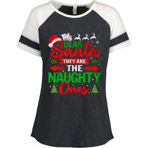 Dear Santa They Are The Naughty Ones Christmas Family Funny Enza Ladies Jersey Colorblock Tee