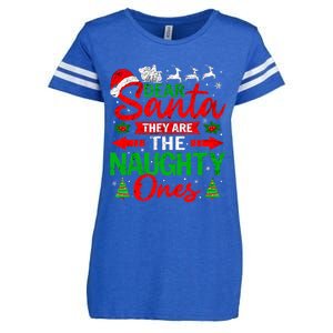 Dear Santa They Are The Naughty Ones Christmas Family Funny Enza Ladies Jersey Football T-Shirt