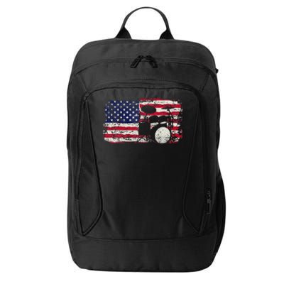 Drum Sets Usa Flag Drummer Music Lover Drumming City Backpack