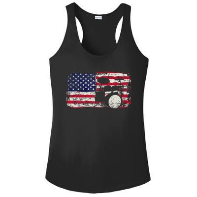 Drum Sets Usa Flag Drummer Music Lover Drumming Ladies PosiCharge Competitor Racerback Tank